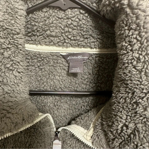 Eddie Bauer Women's Green Sherpa fleece 1/2 Zip Pullover Sweater Size Large - Picture 6 of 6